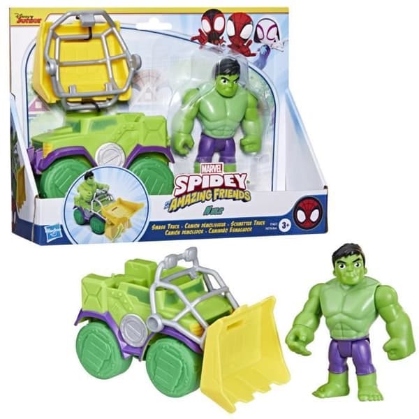 Spidey Hulk Wrecker Truck Set, Fordon med 10 cm Figur, Leksaker för 3-åringar, Spidey och hans fantastiska vänner