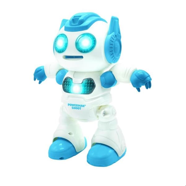 Powerman Shoot programmerbar robot med dans, musik, demo - fjernbetjening og skumskiver medfølger.
