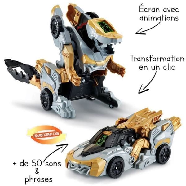 VTECH - Switch & Go Dinos - 1'Click - Vulcanion, Mega Dragon - Lapsi - Paristo - Ruskea, musta ja harmaa