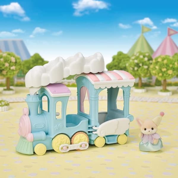 Børnedamptog - SYLVANIAN FAMILIES - Babyfennec inkluderet - Animerede sæder - Op til 5 figurer