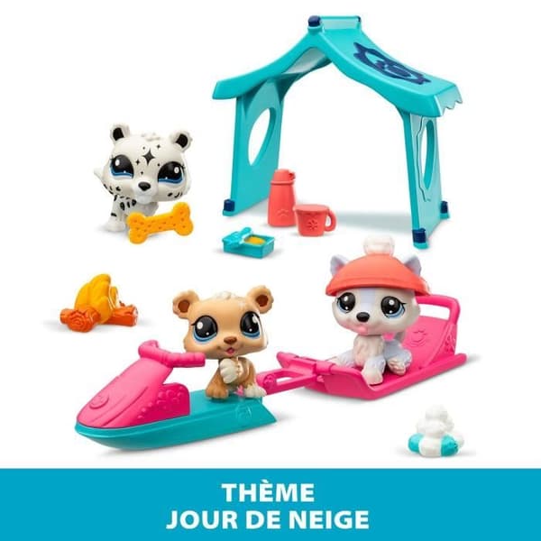 3 lemmikin teemapakkaus - BANDAI - Littlest Pet Shop Snow - Eläimet ja asusteet