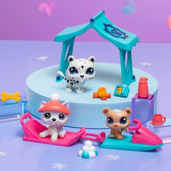 3 lemmikin teemapakkaus - BANDAI - Littlest Pet Shop Snow - Eläimet ja asusteet