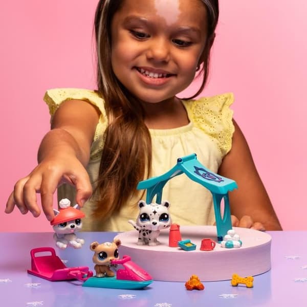 3 lemmikin teemapakkaus - BANDAI - Littlest Pet Shop Snow - Eläimet ja asusteet