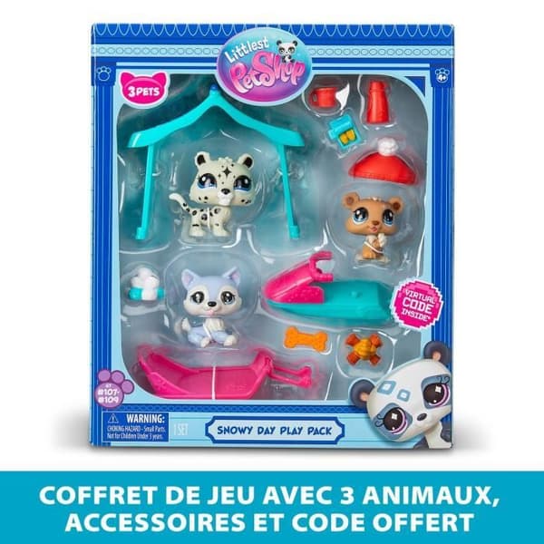 3 lemmikin teemapakkaus - BANDAI - Littlest Pet Shop Snow - Eläimet ja asusteet