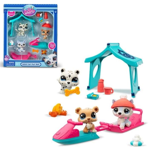3 lemmikin teemapakkaus - BANDAI - Littlest Pet Shop Snow - Eläimet ja asusteet