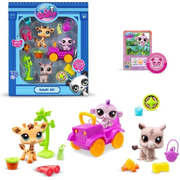 BANDAI - Littlest Pet Shop - Safaripaket - 3 djur och tillbehör - BF00524