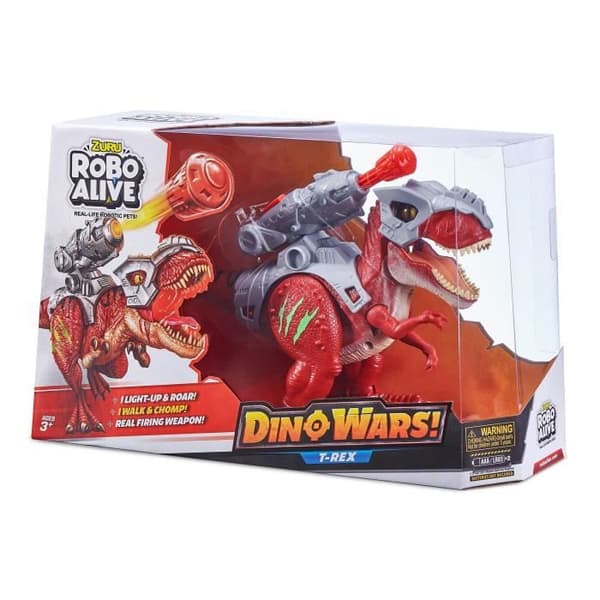 Interaktiv dinosaurie - ZURU - ROBO ALIVE Dino Wars T-Rex - Går och ryter - Försvarsrustning - Raketkastare