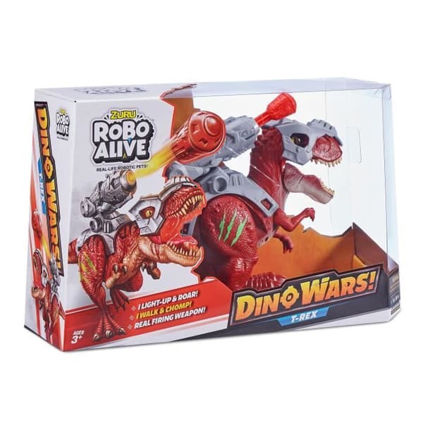 Interaktiv dinosaurie - ZURU - ROBO ALIVE Dino Wars T-Rex - Går och ryter - Försvarsrustning - Raketkastare