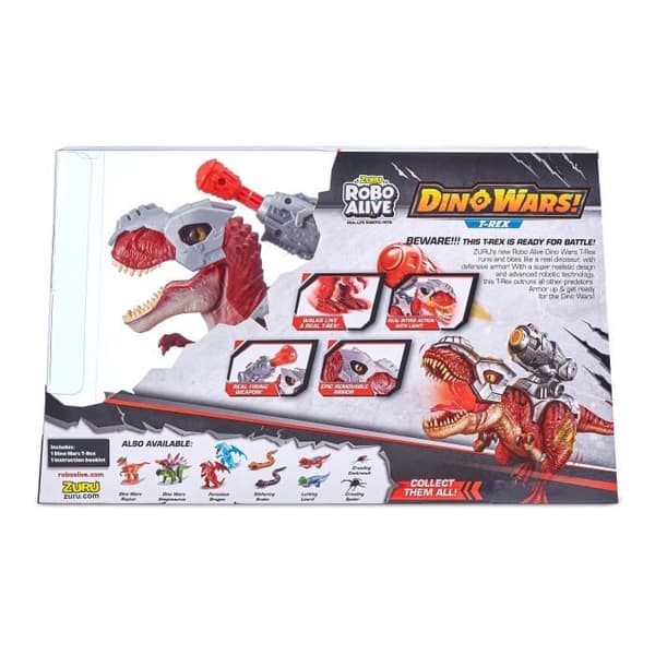 Interaktiv dinosaurie - ZURU - ROBO ALIVE Dino Wars T-Rex - Går och ryter - Försvarsrustning - Raketkastare