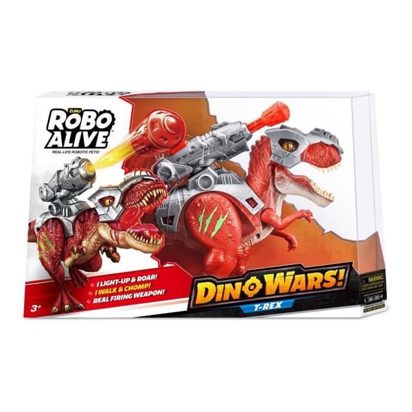 Interaktiv dinosaurie - ZURU - ROBO ALIVE Dino Wars T-Rex - Går och ryter - Försvarsrustning - Raketkastare