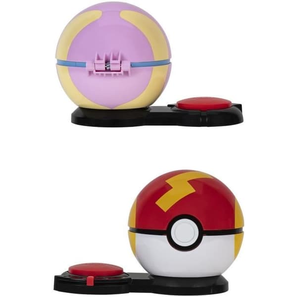 2 Poképalloa Pokémoneineen ja 6 hyökkäyslevyllä - BANDAI - Pokémon - Poképallon yllätyshyökkäys Pikachu vs. Arcko - Peli