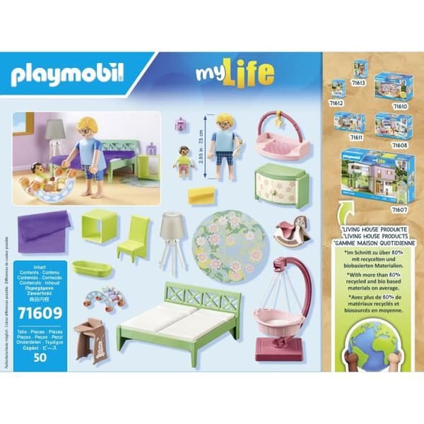 PLAYMOBIL 71609 Föräldrarum med hängande spjälsäng, Arkitektens hus, Mitt liv, 50 delar, från 4 år
