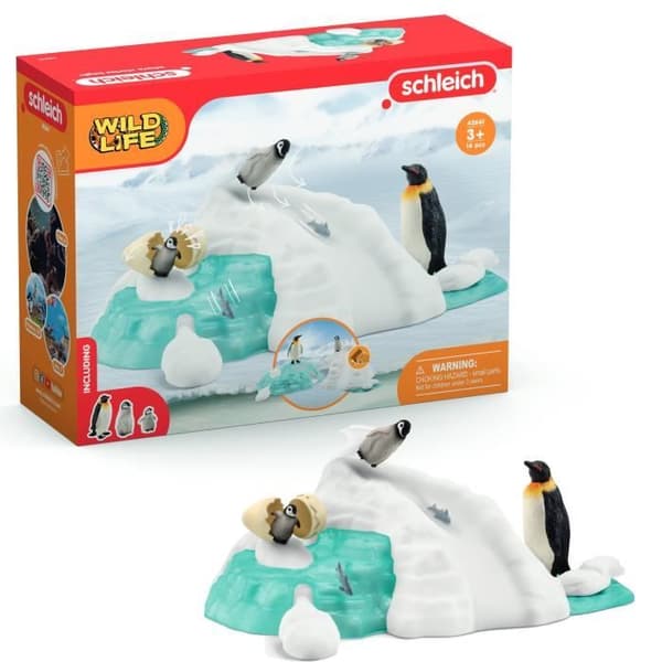 Schleich 42661 Pingvinfamilie med vilde dyr på isflagen, figurer til børn fra 3 år