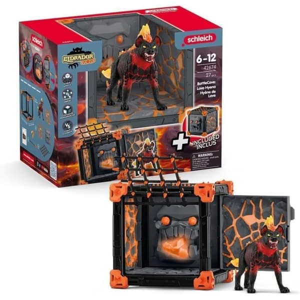 Taisteluluolan laavanhyeena, areenan laajennus, SCHLEICH 42674 Eldrador-olennot, 7 vuotta vanha