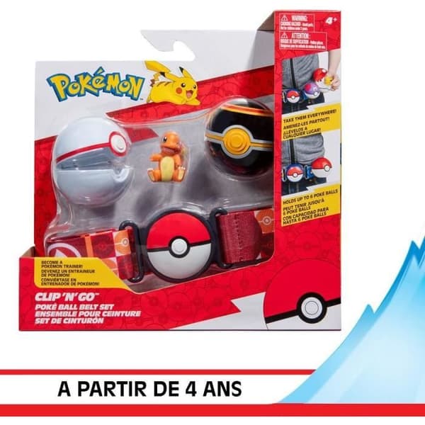 Vyö - BANDAI - Pokémon Clip 'N' Go - 1 vyö, 2 Poképalloa ja 1 Charmander-hahmo (5 cm)