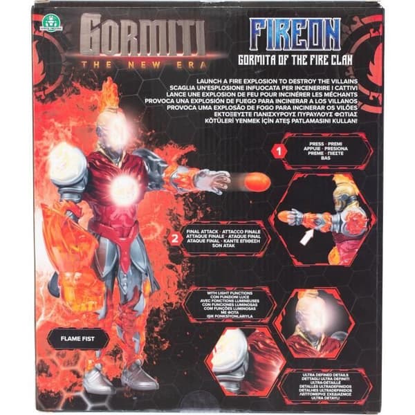 Leddelt figur - GORMITI - Gormiti med ildlysangreb - Fireon - 27 cm - fra 4 år - GRV073