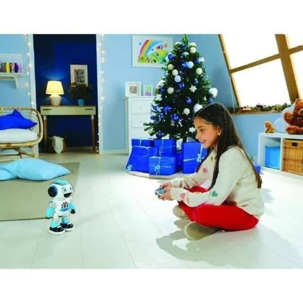 Powerman programmerbar robot med quiz, musik, spil, diskkast, historier og fjernbetjening (fransk)