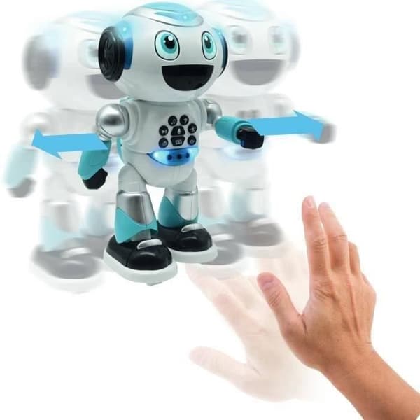 Powerman programmerbar robot med quiz, musik, spil, diskkast, historier og fjernbetjening (fransk)
