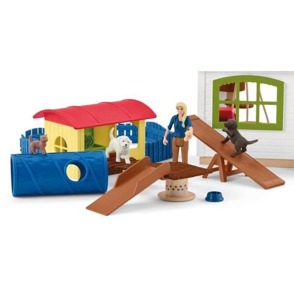 Farm Animal Hotel - Stort Schleich-legetøjssæt med 54 dele, hund, kat, kanin, tilbehør og mere - Gave
