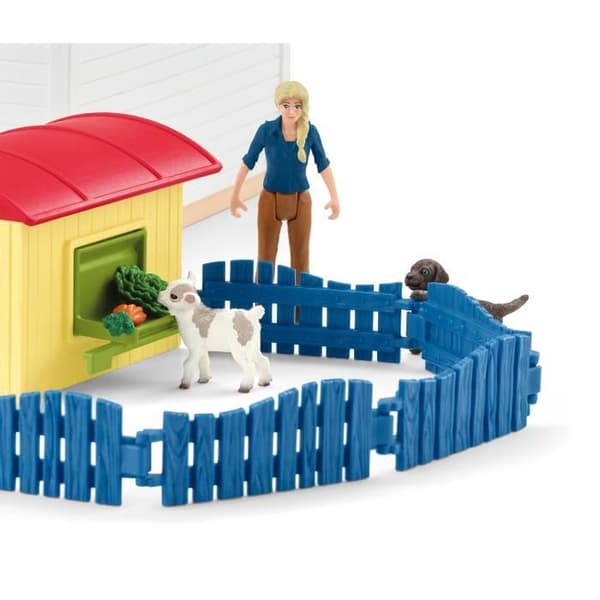 Farm Animal Hotel - Stort Schleich-legetøjssæt med 54 dele, hund, kat, kanin, tilbehør og mere - Gave