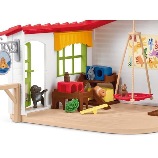 Farm Animal Hotel - Stort Schleich-legetøjssæt med 54 dele, hund, kat, kanin, tilbehør og mere - Gave
