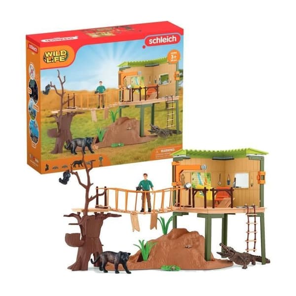 Schleich 42594 Wild Life Wild Adventure Station Sæt, Vilde Dyr Figurer, Til Børn Fra 3 Alder