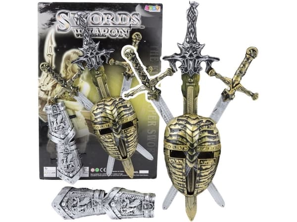 Lean Toys Rinkinys Knight 3 Swords Apsaugos Mask Realistic Decorations