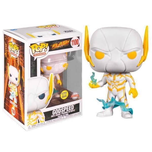 POP DC Comics The Flash Godspeed Glow in the Dark Exklusiv figur - Funko - The Flash - Svart - 9 cm