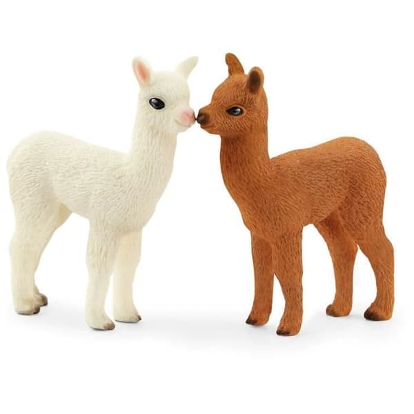 Lekset - SCHLEICH - Alpacafamiljen - Bumpfria kamelider - Mjuk ull - Vit och brun