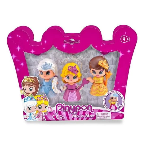 Pinypon Princesses Figures - Paket med 3 - FAMOSA - Mix är Max - Tillbehör ingår