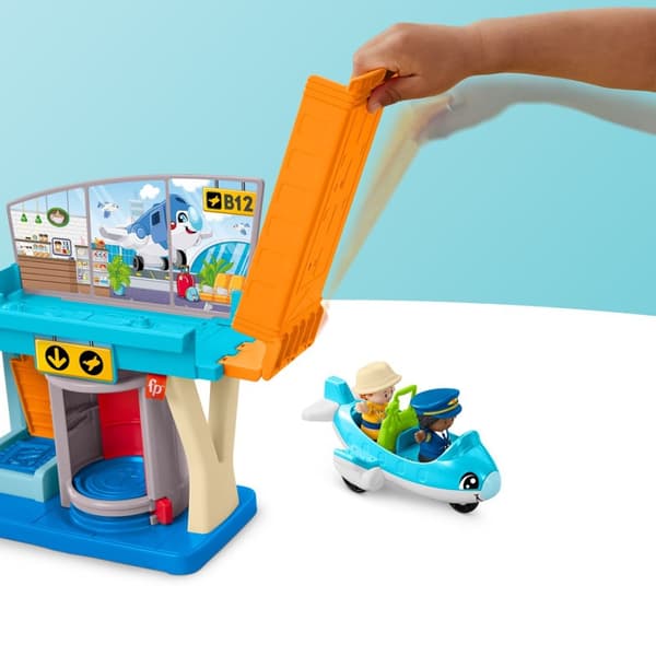 Fisher-Price Little People Everyday Adventures Airport -lelusetti taaperoille, lentokone ja 3 leikkipalaa