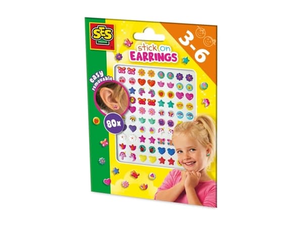 SES Creative 14049 Sticker Earrings - 80 Fun Sticker Earrings with Cheerful Designs - Earrings for Kids, Girls