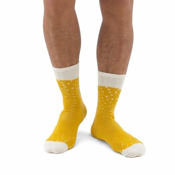 LUCKIES STRUMPOR ÖL SOCKAR LAGER GUL ÖL ROLIG GÅVOIDÉ BOMULL