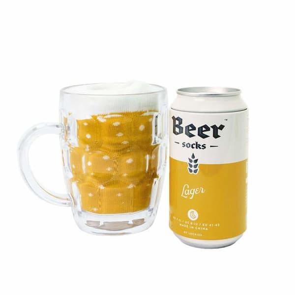 LUCKIES STRUMPOR ÖL SOCKAR LAGER GUL ÖL ROLIG GÅVOIDÉ BOMULL
