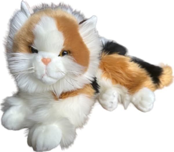 Dubi Mascot Calico Cat Valkoinen ja punainen pehmo 30cm pehmeä halattava nallekissa