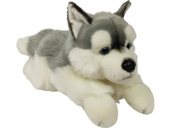 Dubi Mascot Husky Dog Liggende Stor plysjleketøy 61 cm myk kosebamsehund