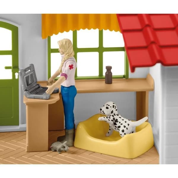 Veterinärkontor med djur, 43-delat boxset med veterinärfigurer, djur och tillbehör, djurleksaker från