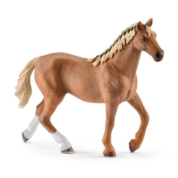 Schleich 5-delt legetøjssæt med figur af engelsk fuldblodshest med tæppe - Realistisk hestelegetøj med tæppe