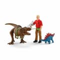 Miniatyrbild 1 av 2: Tyrannosaurus Rex dinosauriefigur attack, Schleich-set med 1 ledad mänsklig figur, 1 Trex-figur och 1 babyfigur