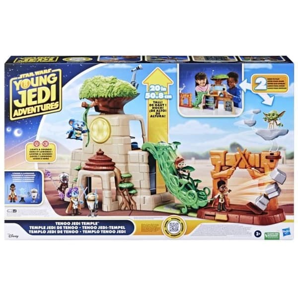 Unga Jedi Tenoo Jeditempel, Figur med ljud- och ljuseffekter, 2 figurer inkluderade, Ålder 3+, Star Wars, Hasbro