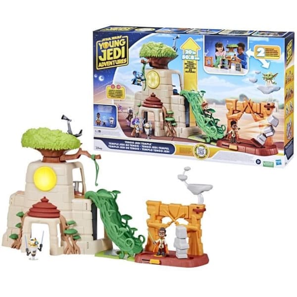 Unga Jedi Tenoo Jeditempel, Figur med ljud- och ljuseffekter, 2 figurer inkluderade, Ålder 3+, Star Wars, Hasbro