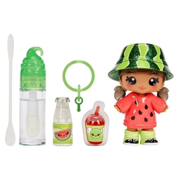 Yummiland - 1 10 cm docka och ett glittrigt läppglans att skapa - Maya - Vattenmelon Smak - Från 4 år