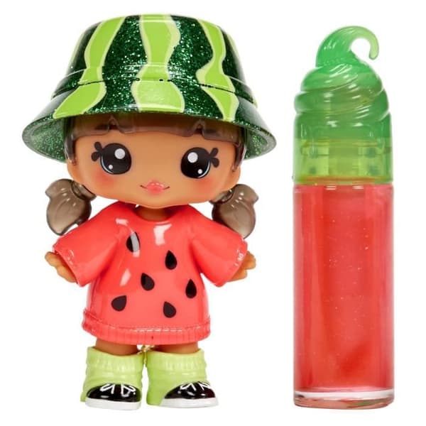 Yummiland - 1 10 cm docka och ett glittrigt läppglans att skapa - Maya - Vattenmelon Smak - Från 4 år