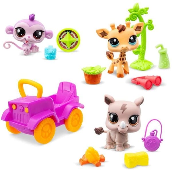 BANDAI - Littlest Pet Shop - Safaripaket - 3 djur och tillbehör - BF00524