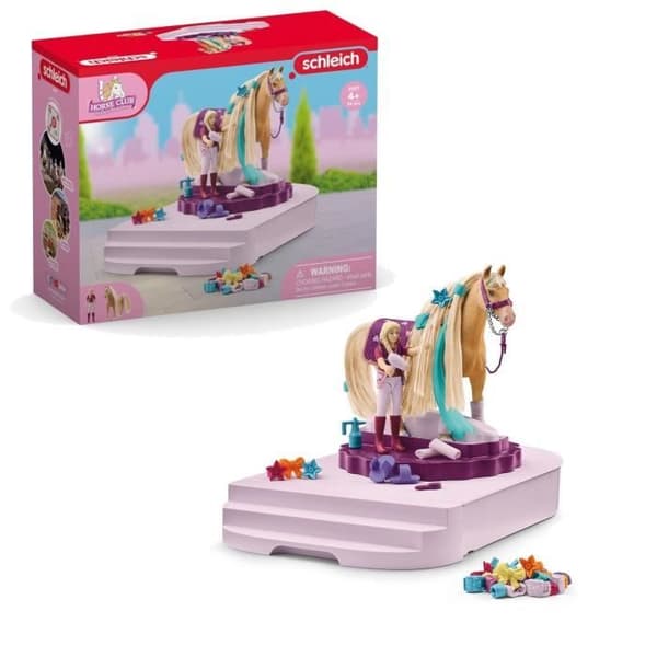 Hästfigur - Set med 54 delar - Pälsvårdstillbehör och figur - Present till barn från 4 år - Schleich 42617 Häst