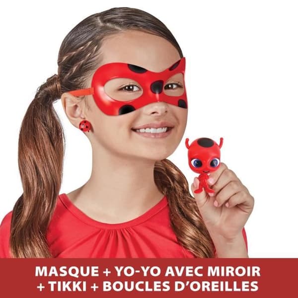 Mariehøne Kostume - Yoyo Spejlmaske Kwami Tikki Øreringe - BANDAI - Mirakuløs Mariehøne - Transformationssæt