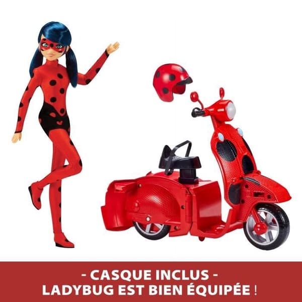 Mirakuløs Switch'n Go Scooter + Mariehøne Heldig Charm BANDAI 26 cm Leddelt Dukke - P50668