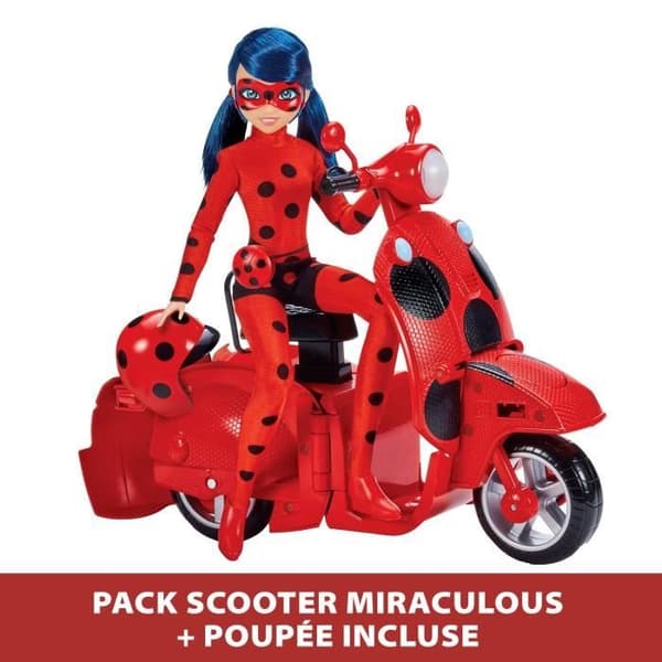 Mirakuløs Switch'n Go Scooter + Mariehøne Heldig Charm BANDAI 26 cm Leddelt Dukke - P50668