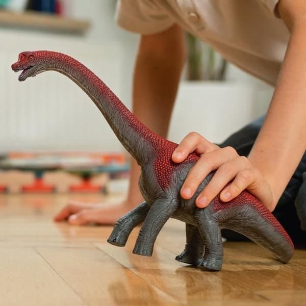 Brachiosaurus-figur, röd med realistiska detaljer, för barn från 4 år, SCHLEICH 15044 Dinosaurier