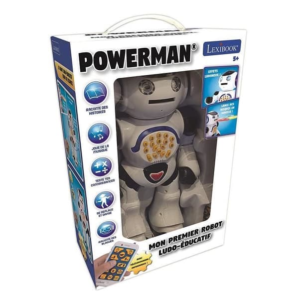 POWERMAN - Ensimmäinen opetusrobottini (ranskaksi), äänet ja valot - LEXIBOOK